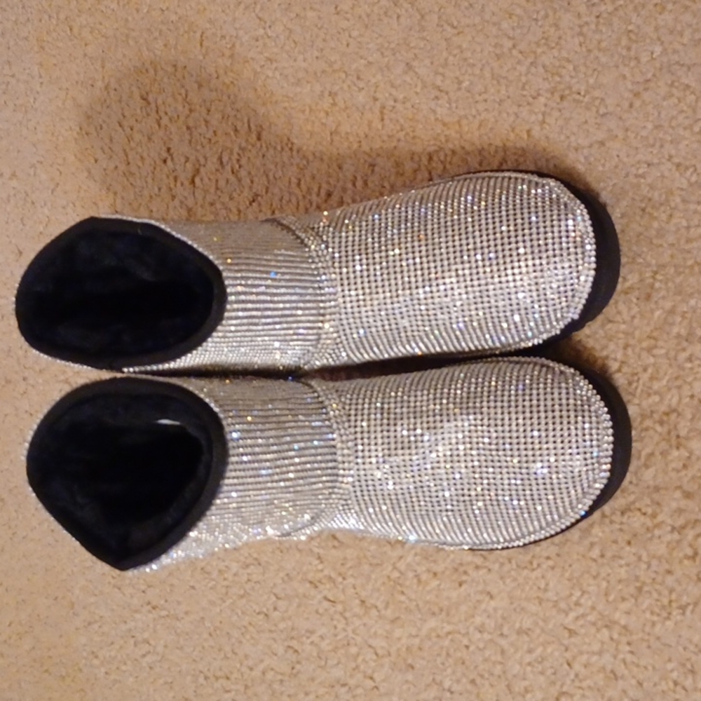 Size 9 blinged out black boots.